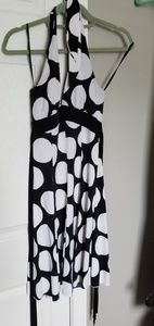 Black and white polka dot mini dress